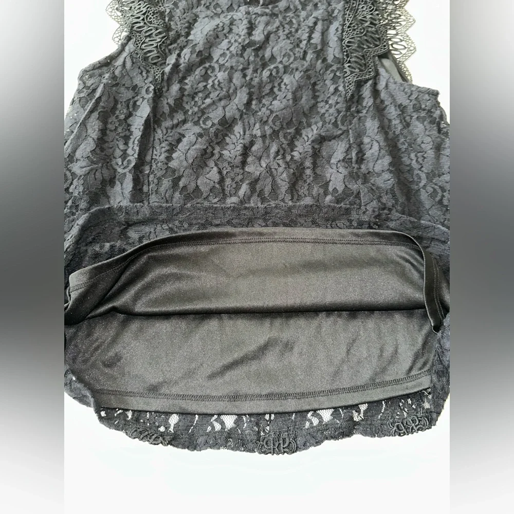 🔴Cable & Gauge Black Ruffled Lace Blouse Size XL - Picture 6 of 12